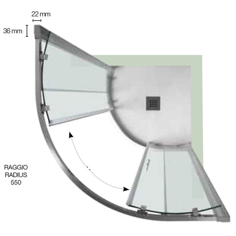 Tamanaco - Box doccia ECO semicircolare cm. 80 x 80 - Argillashop.com